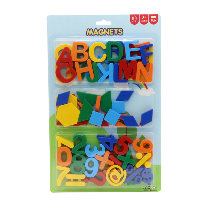 Small three-in-one magnetic combination set: Letter stickers/uppercase/lowercase/numbers/geometric shapes Item Picture