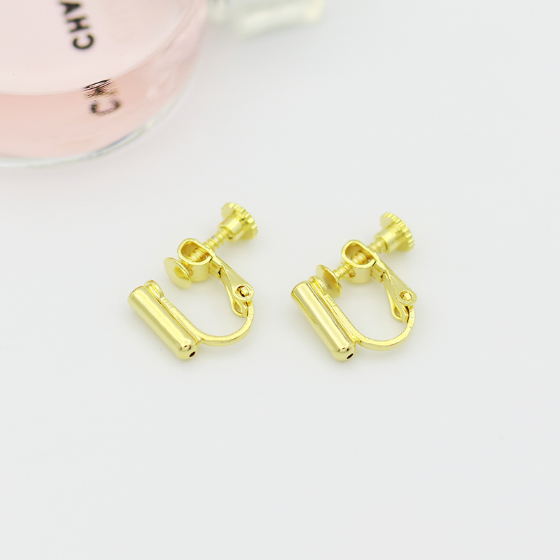 挂镀18K真金包金保色耳夹转换器 无需剪耳针螺丝无痛u形耳夹详情3