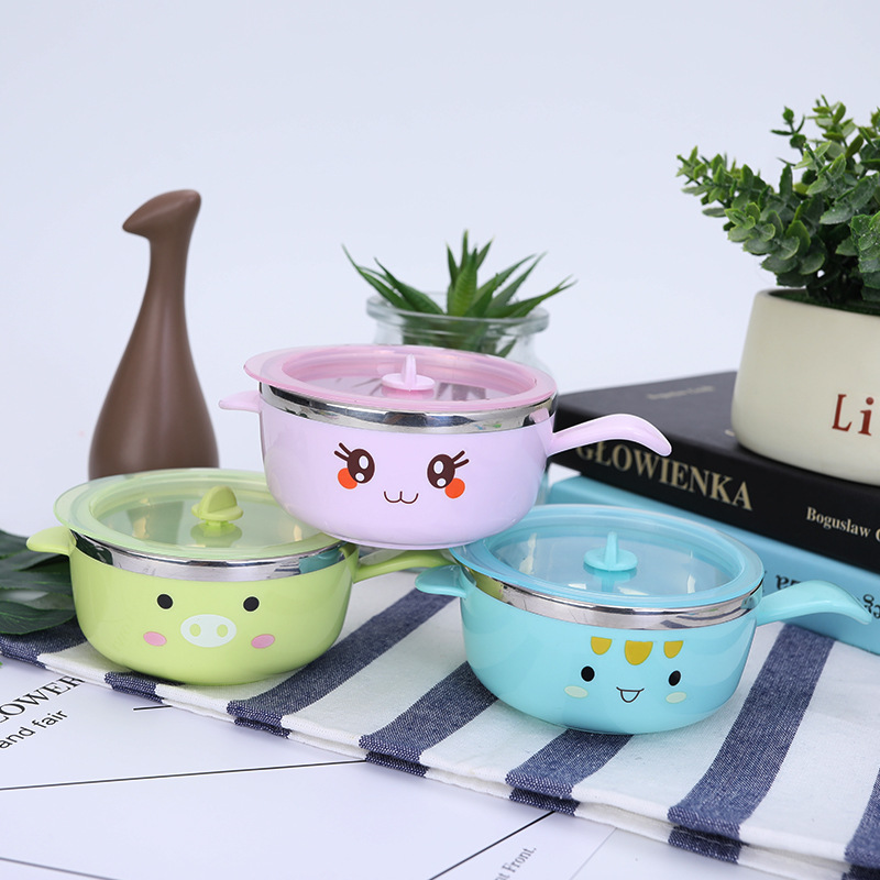 L85-M-341 Creative 304 stainless steel children's tableware, baby complementary food bowl, cartoon cute baby eating rice bowl