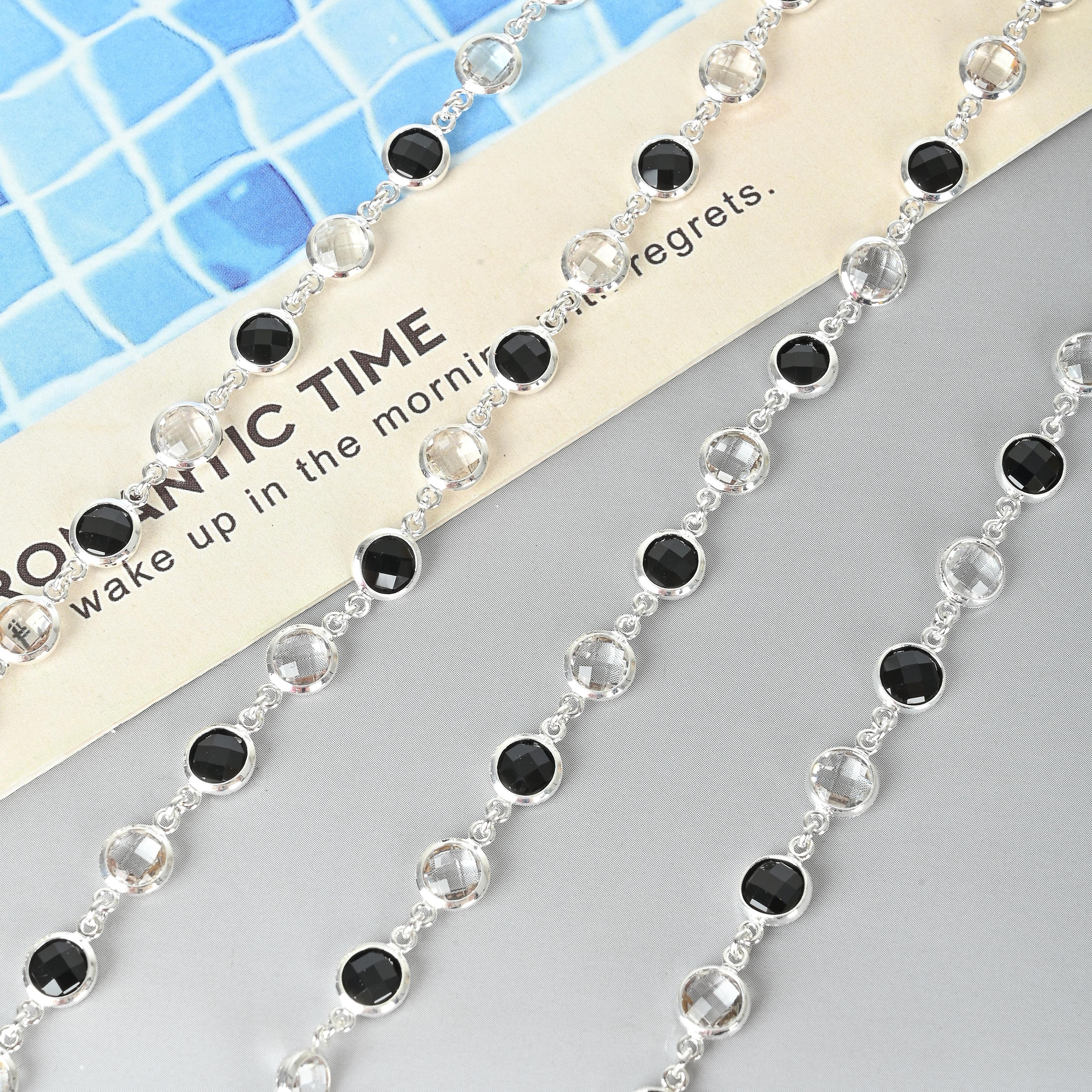 Pure copper color-preserving chain, 6mm rimmed glass with rhinestone zircon chain, diy necklace, bracelet, earrings, accessories 021