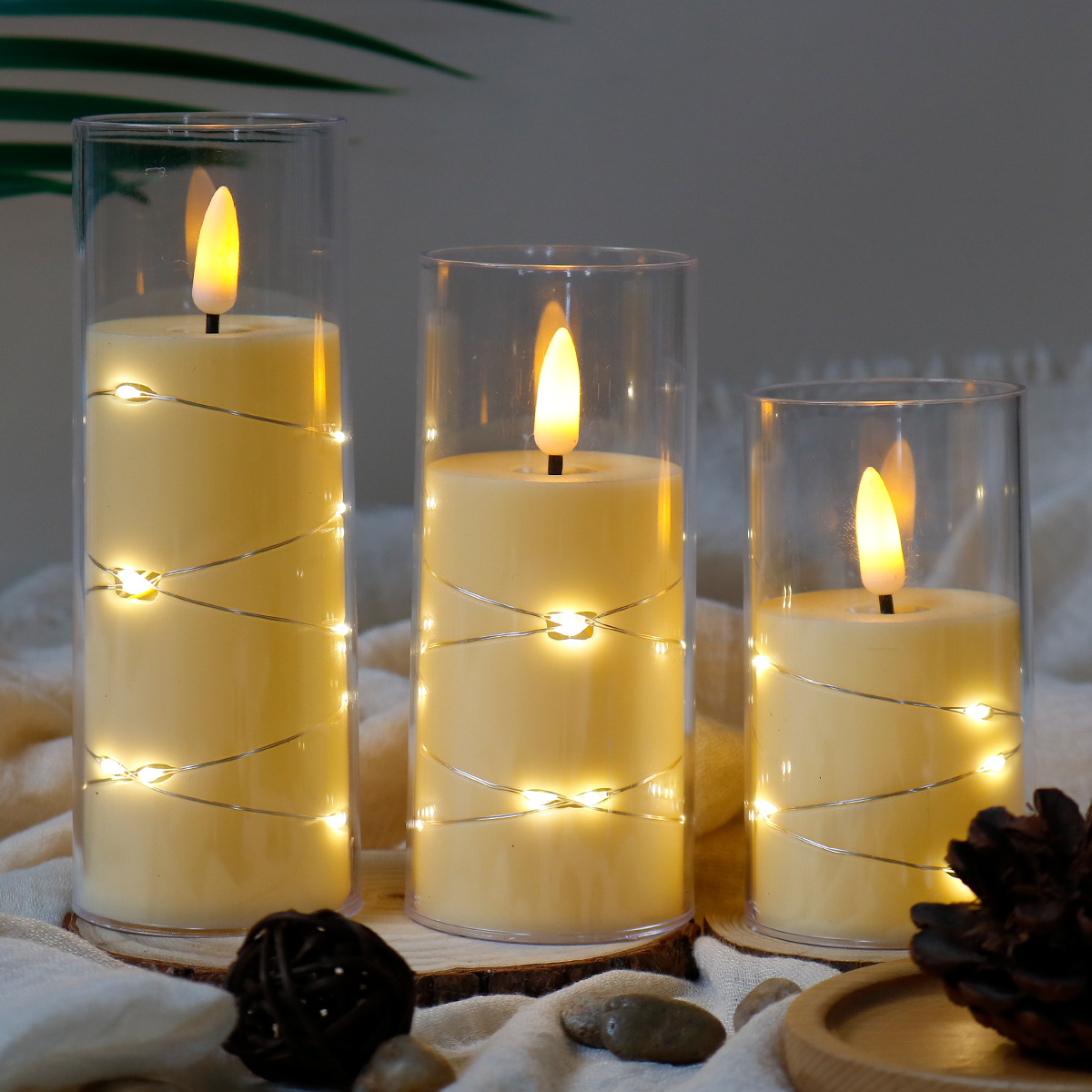 led electronic candle lights, Christmas party light strings, Western restaurant ornaments, acrylic candles with cups, wedding decorations details Picture