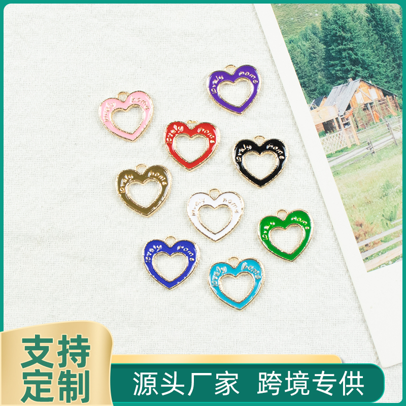 lovely home英文字母合金滴油单吊爱心项链、耳环配件