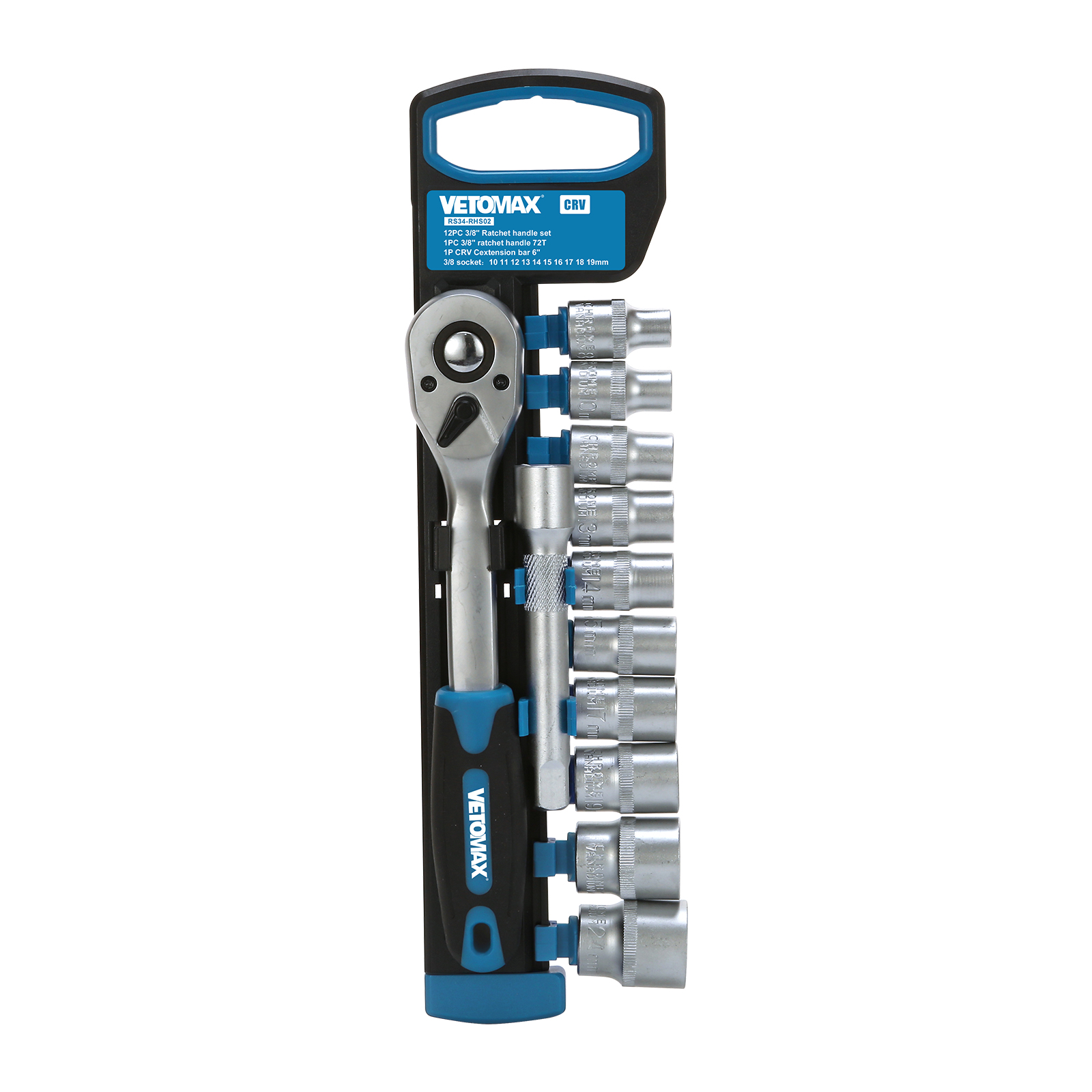 RATCHET HANDLE SET  12PC 3/8"套筒塑架套装