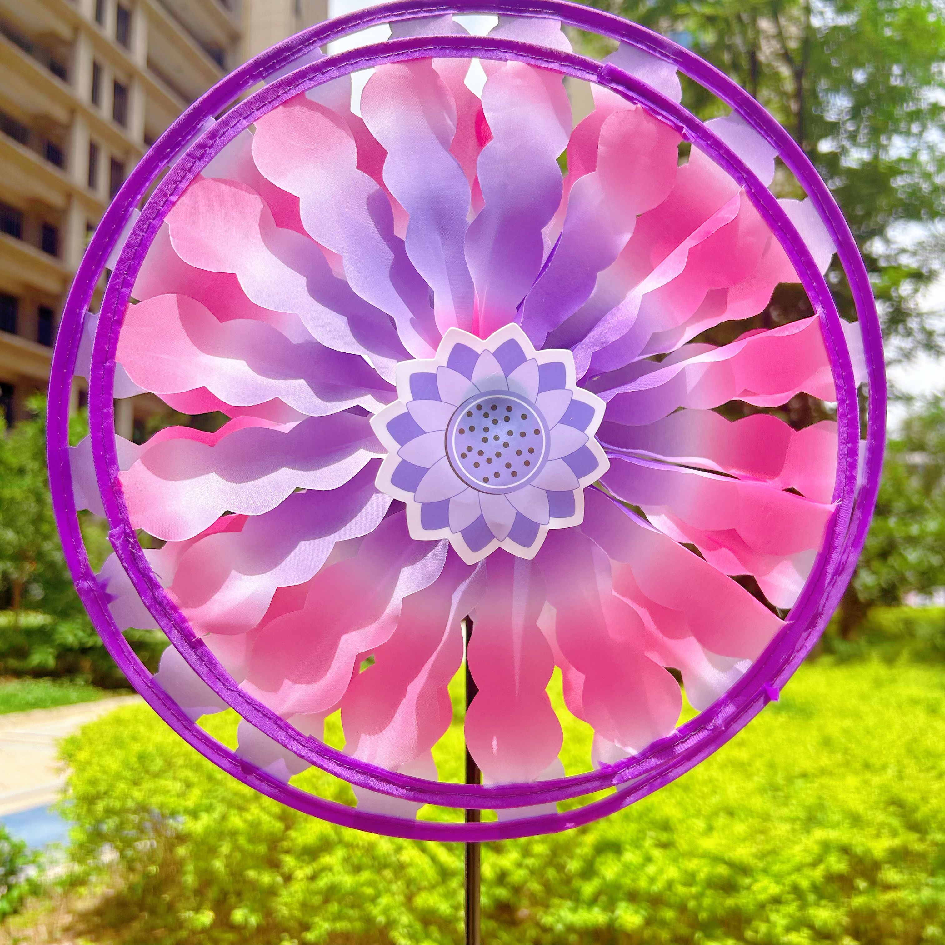 双层转盘布艺风车旋转彩色云彩儿童玩具地摊批发跨境热卖