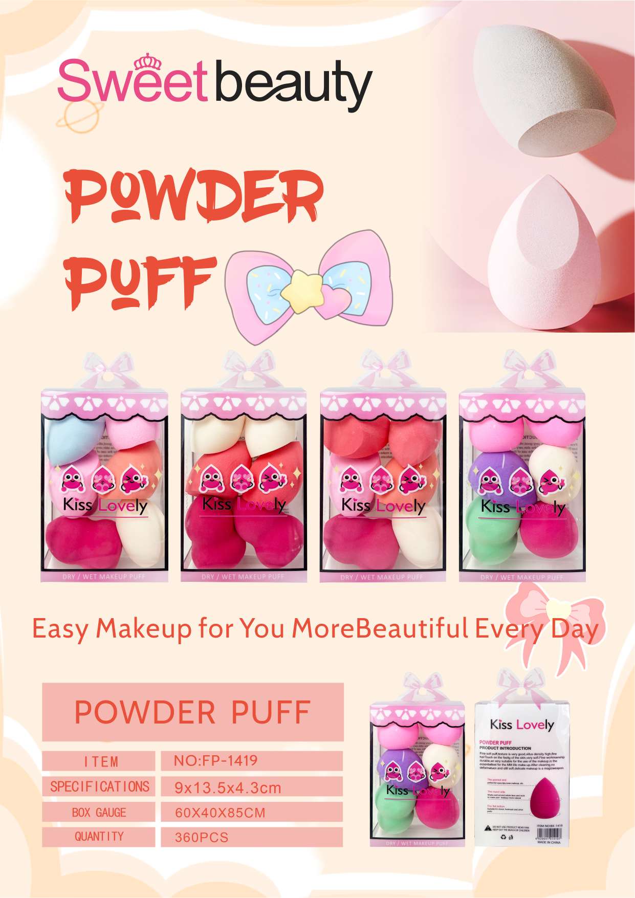 This two-in-one beauty, skincare and makeup tool, egg powder puff, makes it easy to create flawless makeup. It has a soft and tender texture, is easy to apply and does not attract powder