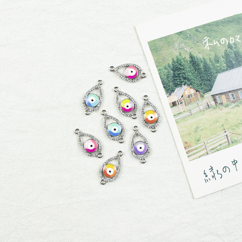 Alloy dot brick oil drip double-hanging Devil's Eye necklace, earring accessories diy jewelry accessories Jewelry accessories Alloy accessories Item Picture