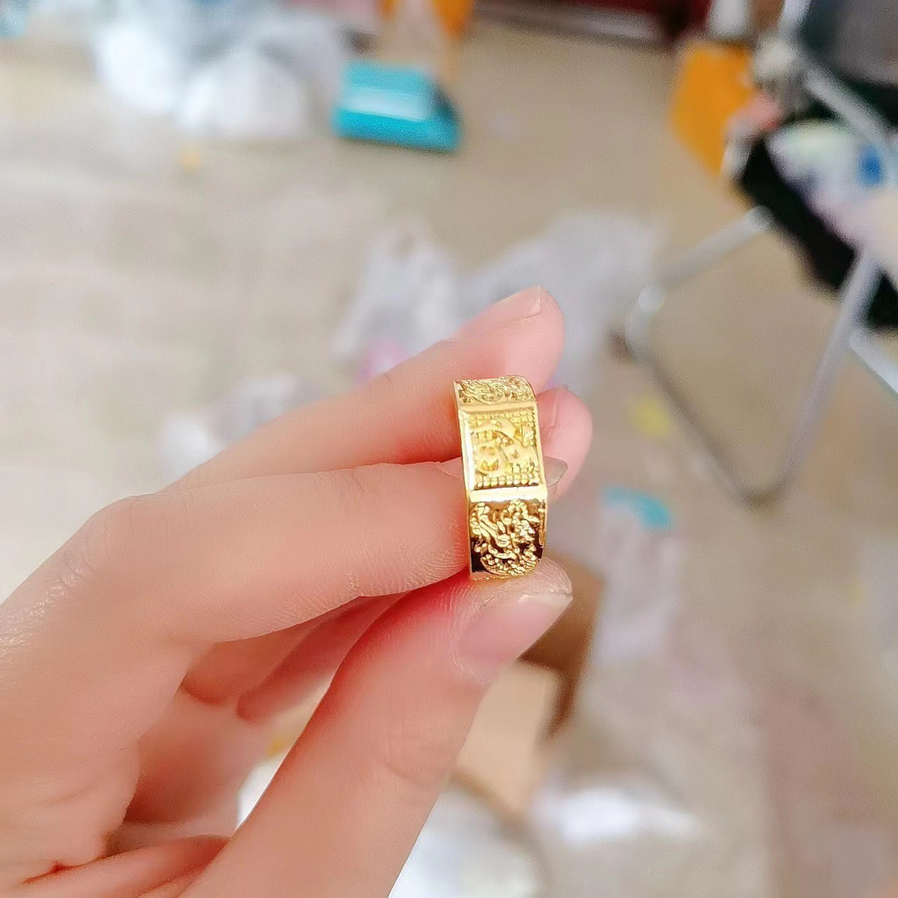 越南沙金经典龙凤戒指玉戒子锆石福字饰品手饰戒指 精致时尚男女首饰款式新颖独特白底实物图