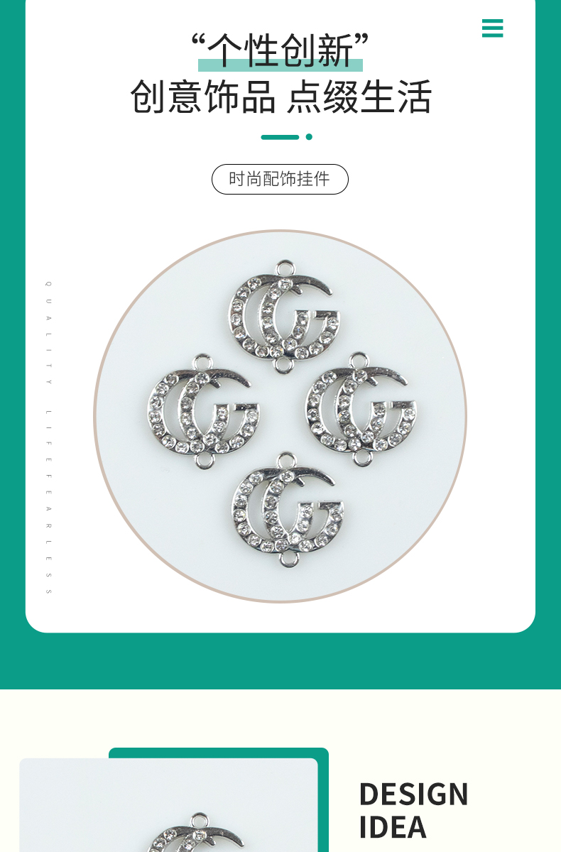 CG English letter alloy dot brick double hanging necklace, earring accessories, diy jewelry accessories, jewelry accessories, alloy accessories pic 2