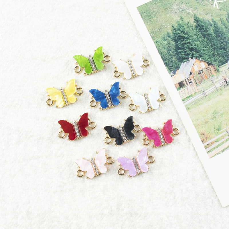 Alloy dot brick oil-dripping butterfly necklace, earrings, pendant accessories, diy jewelry accessories, jewelry accessories, alloy accessories Item Picture