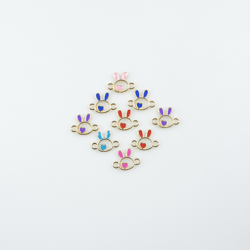 Alloy oil-dripping rabbit hollow heart necklace, earring accessories, diy jewelry accessories, jewelry accessories, alloy accessories Item Picture