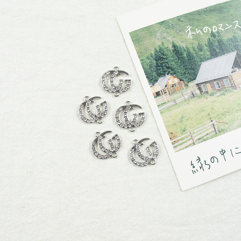 CG English letter alloy dot brick double hanging necklace, earring accessories, diy jewelry accessories, jewelry accessories, alloy accessories Specification image