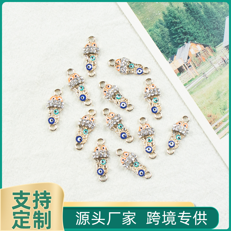 Alloy dot brick oil drip double hanging ice cream Devil's Eye necklace, earrings, diy jewelry accessories, jewelry accessories, alloy accessories