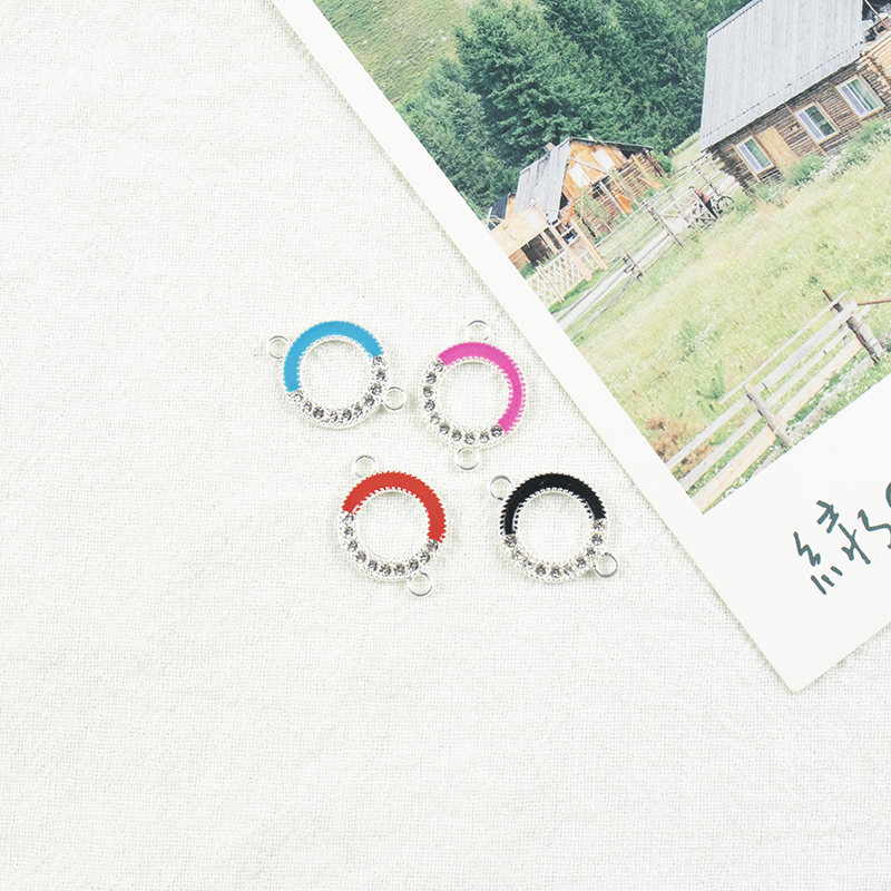 Alloy dot brick oil drip ring double hanging necklace, earring accessories, diy jewelry accessories, jewelry accessories, alloy accessories details Picture