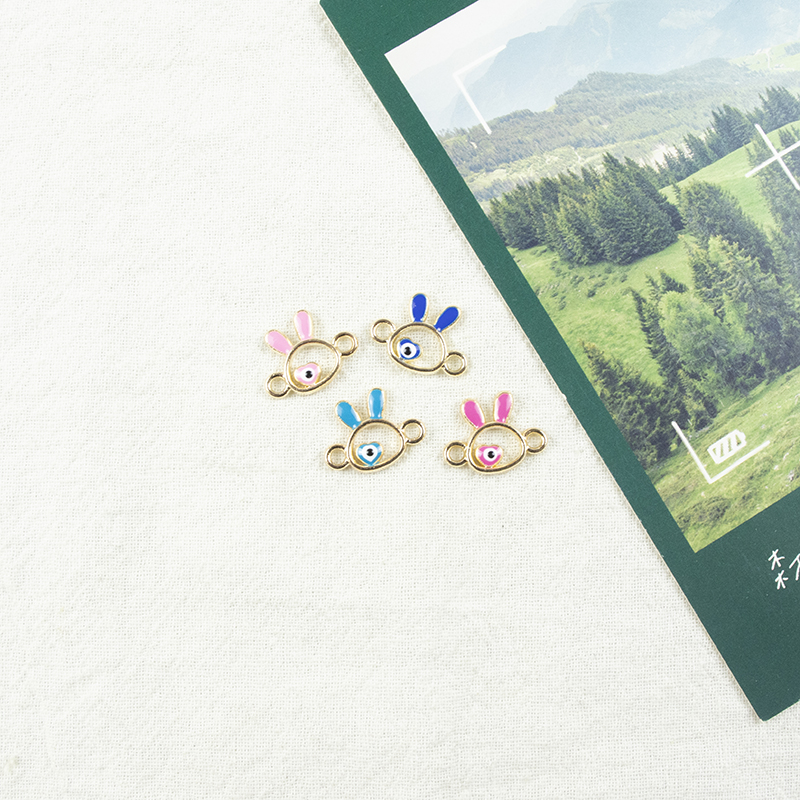 Alloy oil-dripping rabbit hollowed-out heart Demon Eye necklace, earring accessories, diy jewelry accessories, jewelry accessories, alloy accessories details Picture