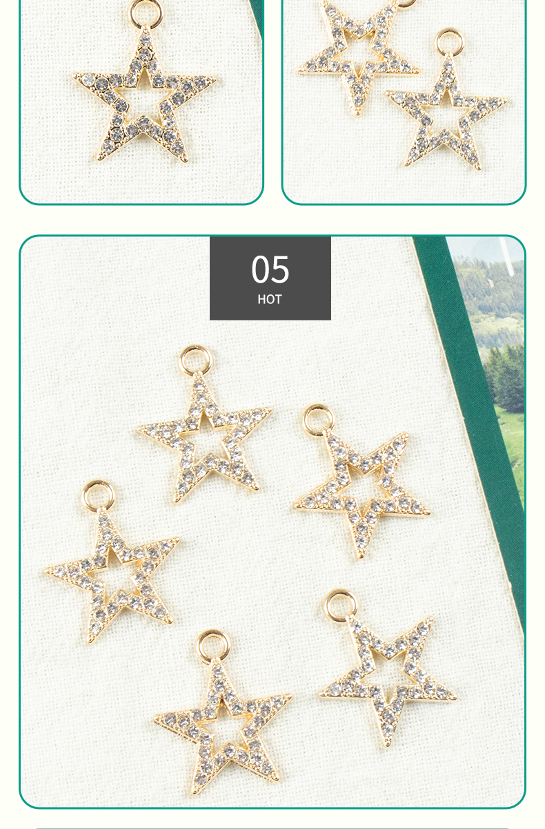 Alloy dot brick five-pointed star single-hanging necklace, earring accessories, diy jewelry accessories, jewelry accessories, alloy accessories pic 7