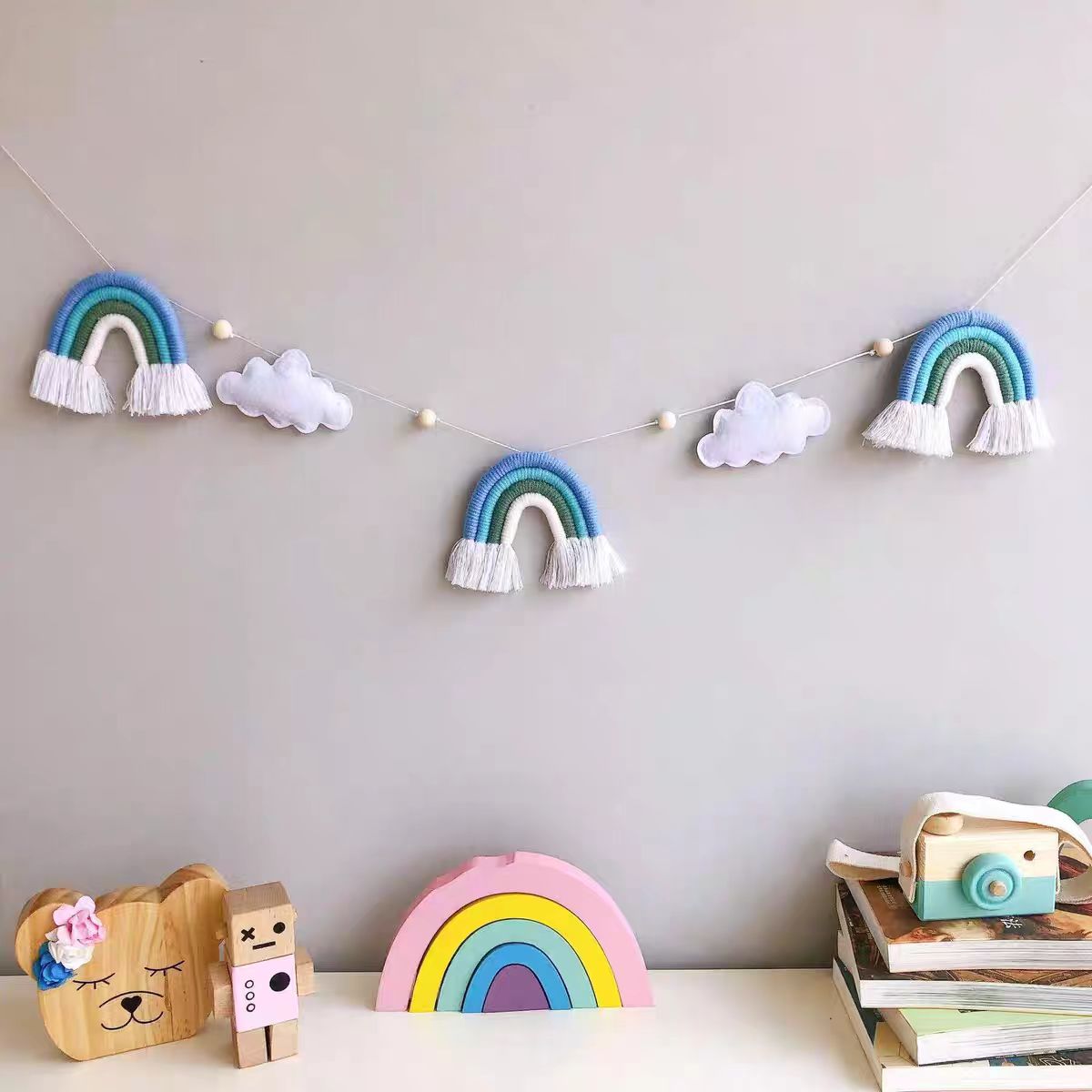 New fabric ethnic style Su rainbow pendant, cute children's diy keychain bag accessory details Picture