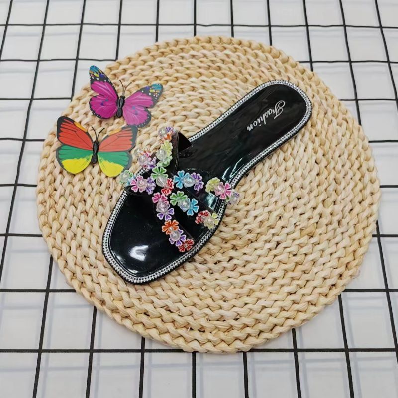Moda de verano flores multicolores afuera para usar zapatillas frescas pic 1