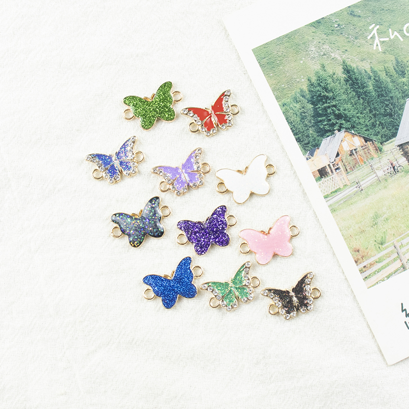 Alloy dot brick oil drip spot butterfly necklace, earrings, double hanging pieces, diy jewelry accessories, jewelry accessories, alloy accessories Application Scenario