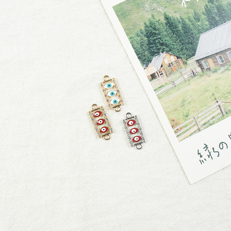 Alloy dot brick oil-dripping square Devil's Eye necklace, earring accessories, diy jewelry accessories, jewelry accessories alloy accessories