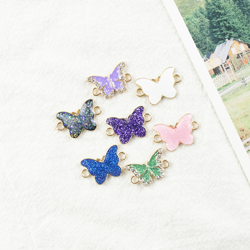 Alloy dot brick oil drip spot butterfly necklace, earrings, double hanging pieces, diy jewelry accessories, jewelry accessories, alloy accessories Specification image