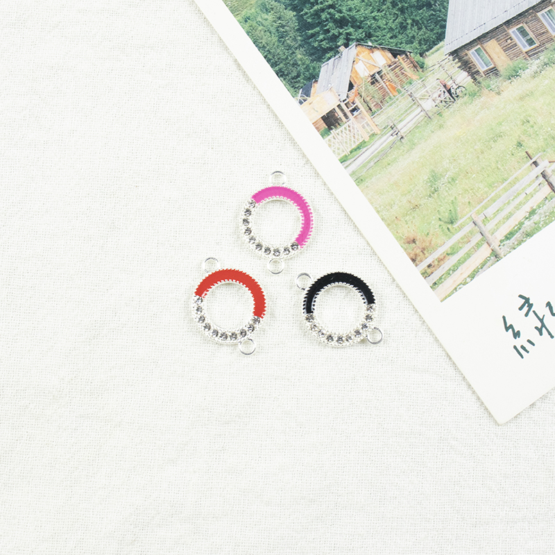 Alloy dot brick oil drip ring double hanging necklace, earring accessories, diy jewelry accessories, jewelry accessories, alloy accessories Item Picture