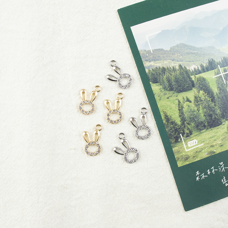 Alloy dot brick drop rabbit single hanging necklace, earring accessories, diy jewelry accessories, jewelry accessories, alloy accessories Specification image