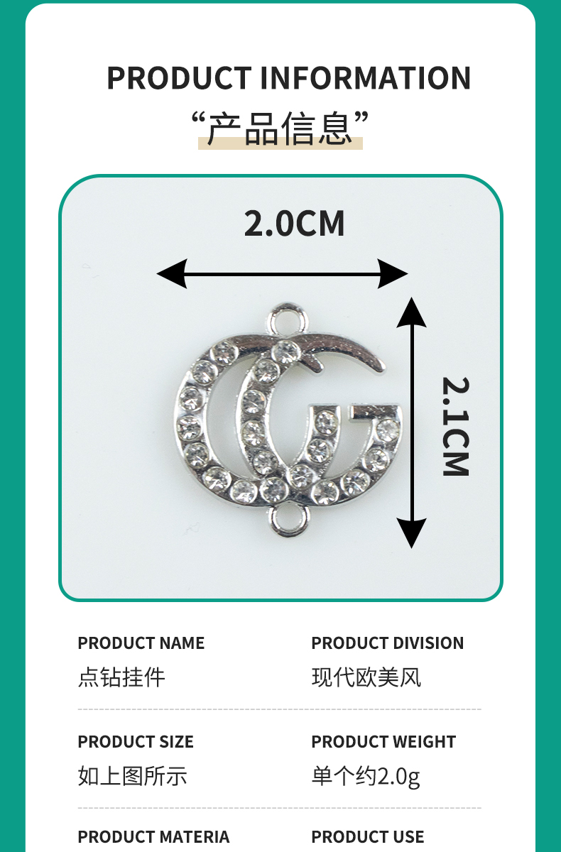 CG English letter alloy dot brick double hanging necklace, earring accessories, diy jewelry accessories, jewelry accessories, alloy accessories pic 4