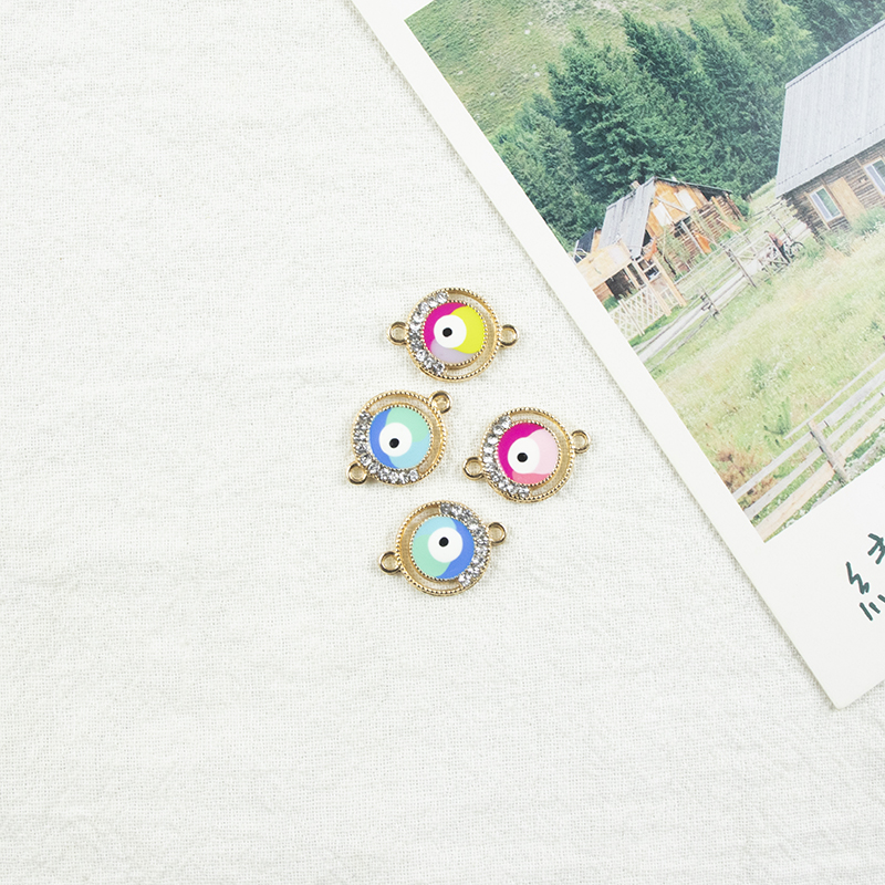 Alloy dot brick oil drip ring Devil's Eye necklace, earring accessories, diy jewelry accessories, jewelry accessories, alloy accessories Specification image