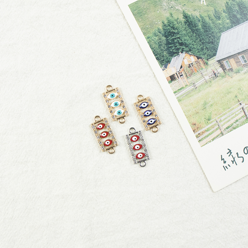 Alloy dot brick oil-dripping square Devil's Eye necklace, earring accessories, diy jewelry accessories, jewelry accessories alloy accessories details Picture