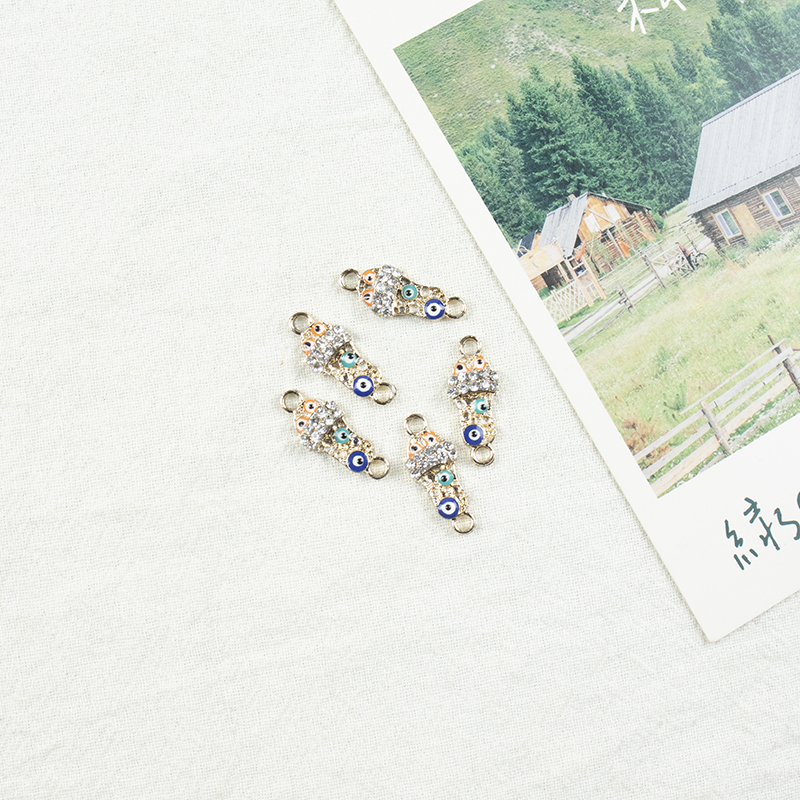 Alloy dot brick oil drip double hanging ice cream Devil's Eye necklace, earrings, diy jewelry accessories, jewelry accessories, alloy accessories Specification image