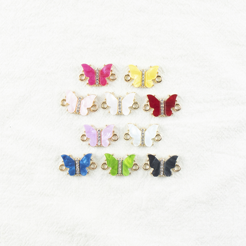 Alloy dot brick oil-dripping butterfly necklace, earrings, pendant accessories, diy jewelry accessories, jewelry accessories, alloy accessories details Picture