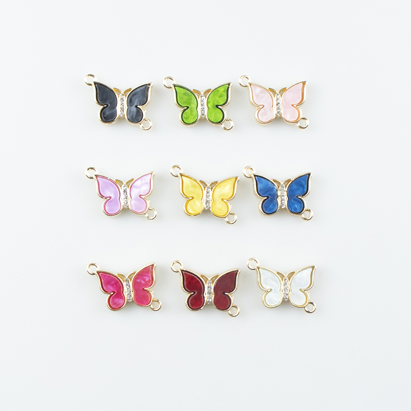 Alloy dot brick oil drip butterfly double hanging necklace, earring accessories, diy jewelry accessories, jewelry accessories, alloy accessories details Picture