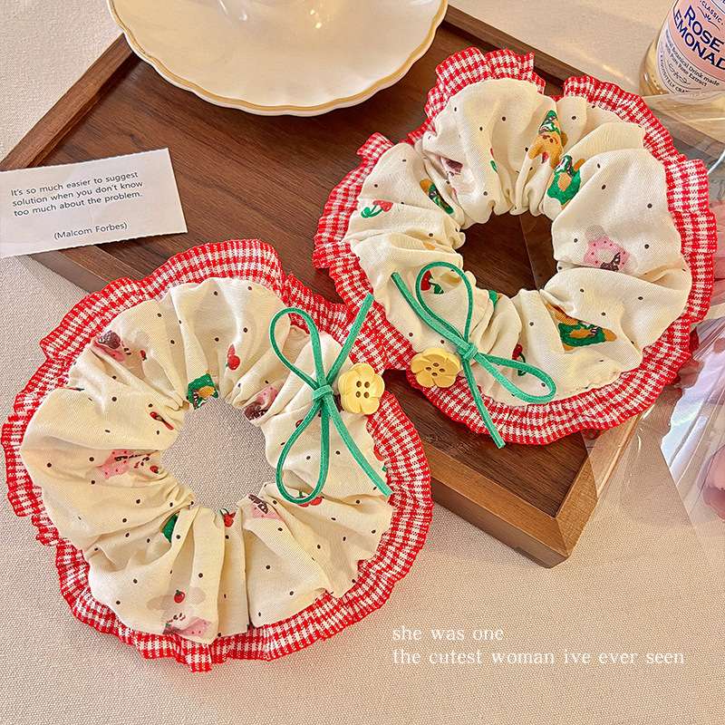 时尚饰品大肠发圈可爱减龄 头饰发圈 头绳皮筋 简约大肠圈 发饰女士优雅气质必备大肠圈发圈皮筋大肠发圈头绳格纹大肠发圈详情图2