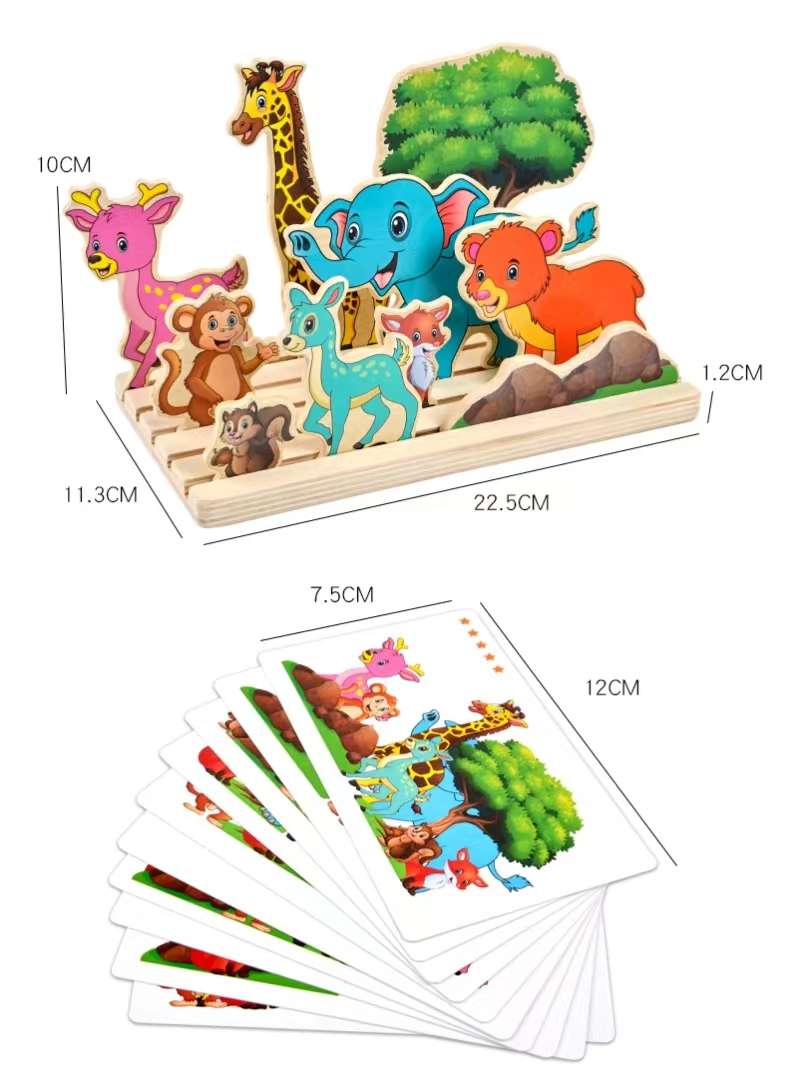 Wooden panoramic picture jigsaw puzzle board game, children's recognition and cognition matching, Montessori enlightenment early education intelligence toy, children's cartoon assembly detail image 6