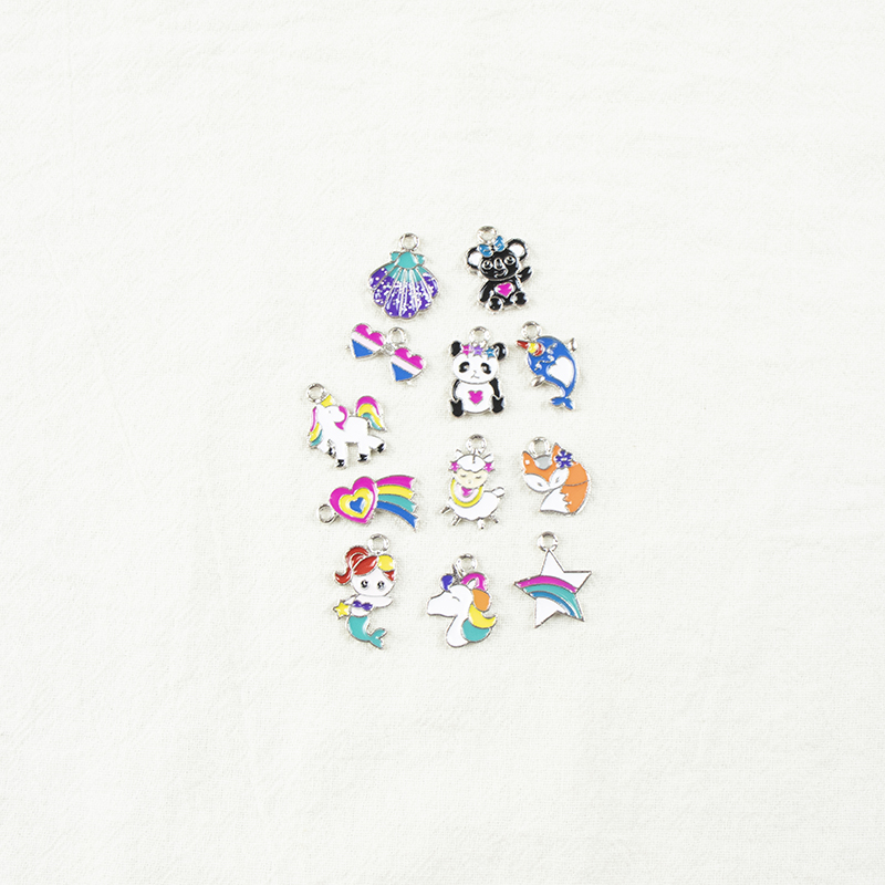 Alloy oil-dripping cartoon animal double pendant necklace, earring accessories, diy jewelry accessories, jewelry accessories, alloy accessories Item Picture