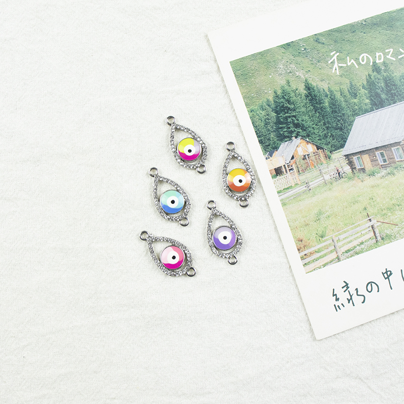 Alloy dot brick oil drip double-hanging Devil's Eye necklace, earring accessories diy jewelry accessories Jewelry accessories Alloy accessories Specification image