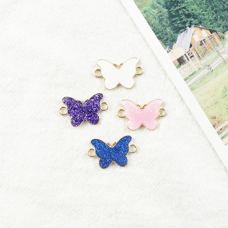 Alloy dot brick oil drip spot butterfly necklace, earrings, double hanging pieces, diy jewelry accessories, jewelry accessories, alloy accessories details Picture