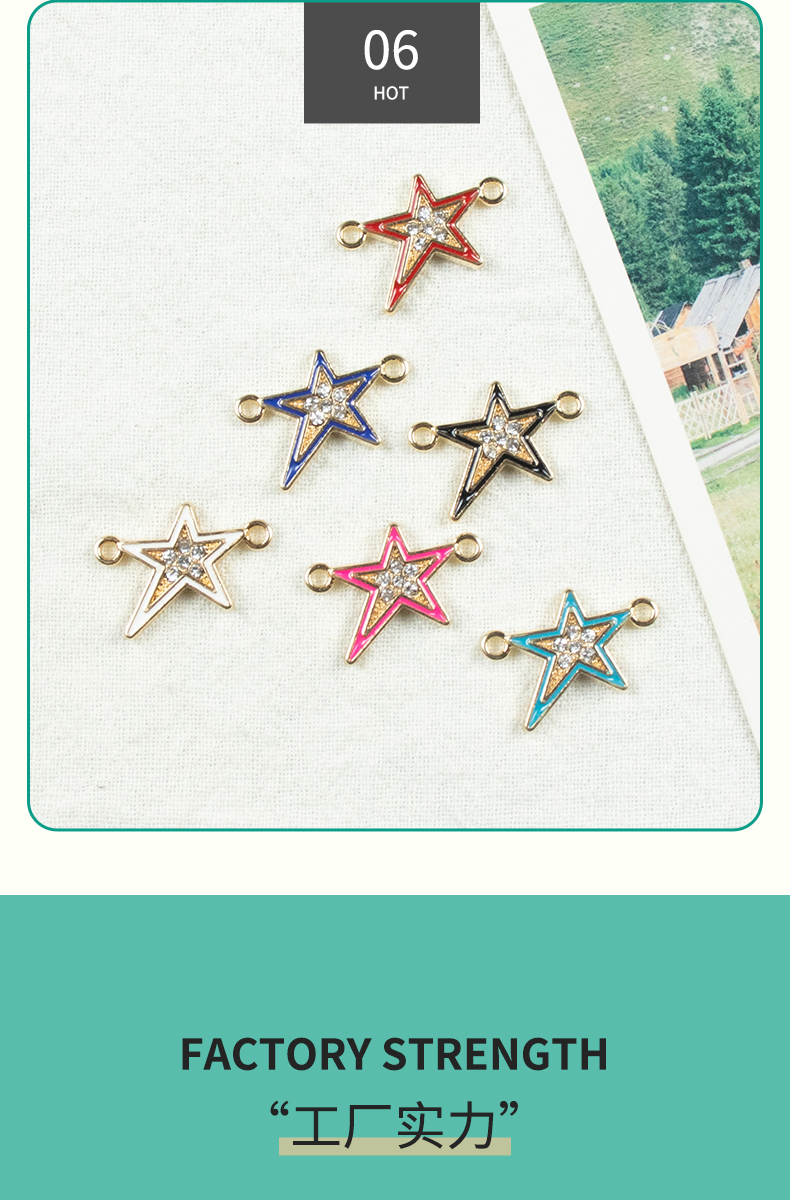 Alloy dot brick oil drip five-pointed star double hanging necklace, earring accessories, jewelry accessories, alloy accessories, jewelry, alloy oil drip pic 8