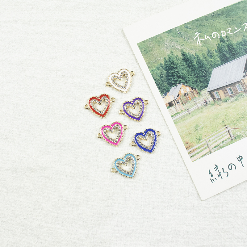 Alloy dot brick oil-dripping ring heart-shaped necklace, earring accessories, jewelry accessories, diy jewelry accessories, alloy jewelry accessories, heart-shaped accessories Item Picture