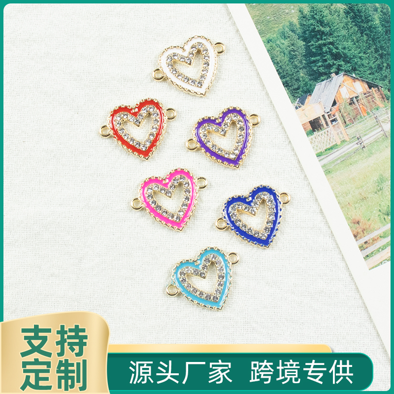Alloy dot brick oil-dripping ring heart-shaped necklace, earring accessories, jewelry accessories, diy jewelry accessories, alloy jewelry accessories, heart-shaped accessories