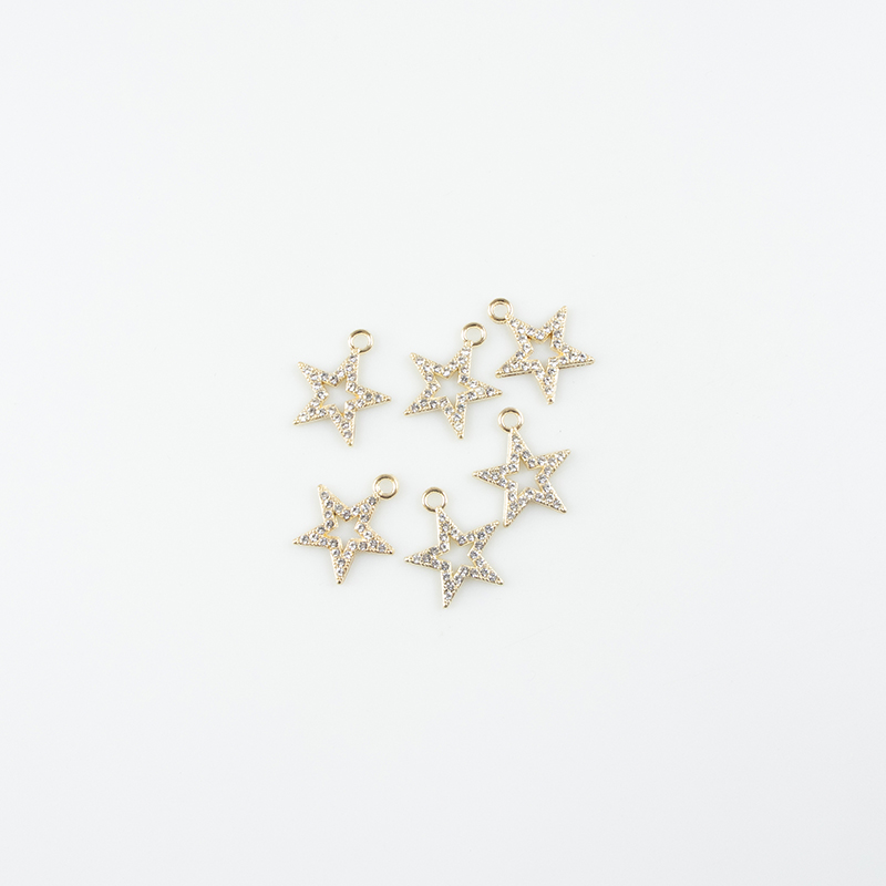 Alloy dot brick five-pointed star single-hanging necklace, earring accessories, diy jewelry accessories, jewelry accessories, alloy accessories Item Picture
