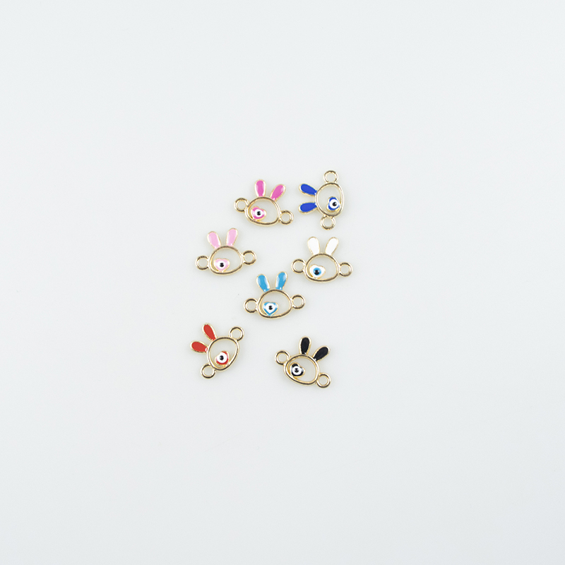 Alloy oil-dripping rabbit hollowed-out heart Demon Eye necklace, earring accessories, diy jewelry accessories, jewelry accessories, alloy accessories Item Picture