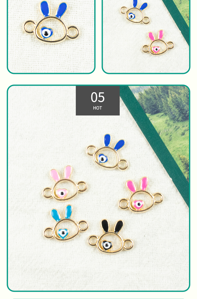 Alloy oil-dripping rabbit hollowed-out heart Demon Eye necklace, earring accessories, diy jewelry accessories, jewelry accessories, alloy accessories pic 7