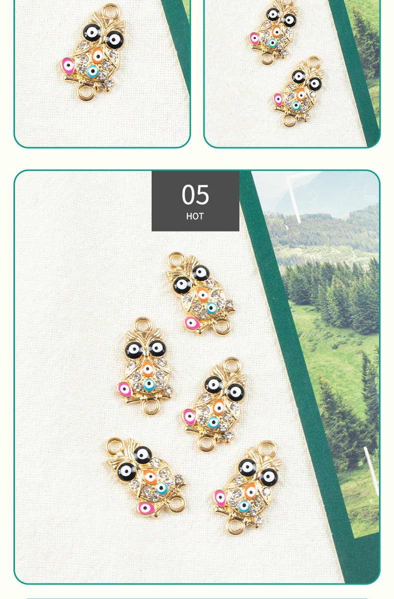 Alloy dot brick Owl Demon Eye necklace, earring accessories, diy jewelry accessories, jewelry accessories, alloy accessories pic 7