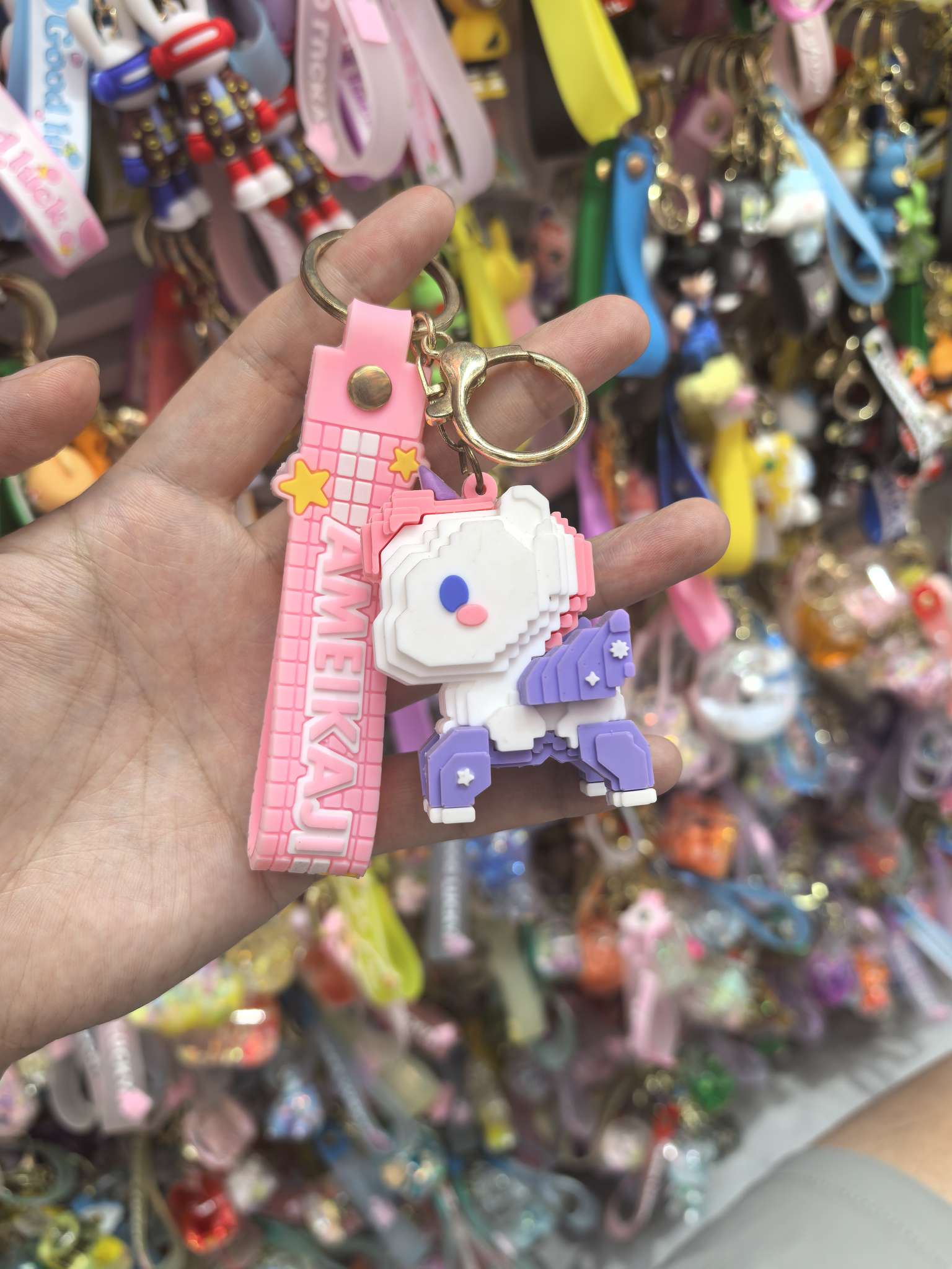 新款独角兽像素风积木风pvc可爱钥匙扣钥匙链详情图2