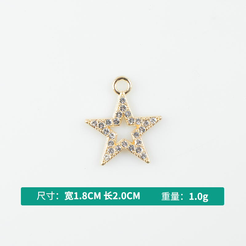Alloy dot brick five-pointed star single-hanging necklace, earring accessories, diy jewelry accessories, jewelry accessories, alloy accessories details Picture