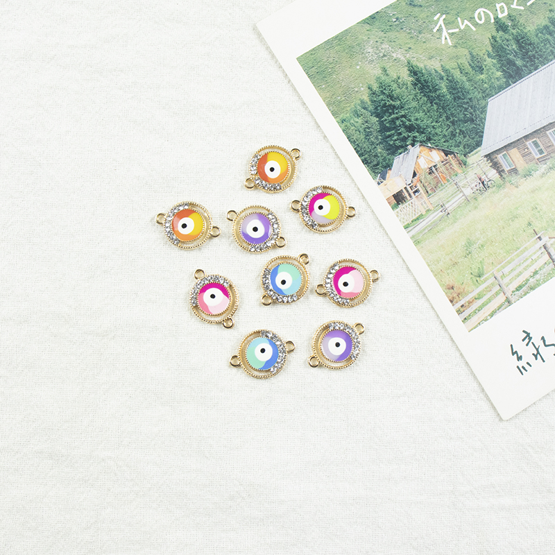 Alloy dot brick oil drip ring Devil's Eye necklace, earring accessories, diy jewelry accessories, jewelry accessories, alloy accessories Item Picture