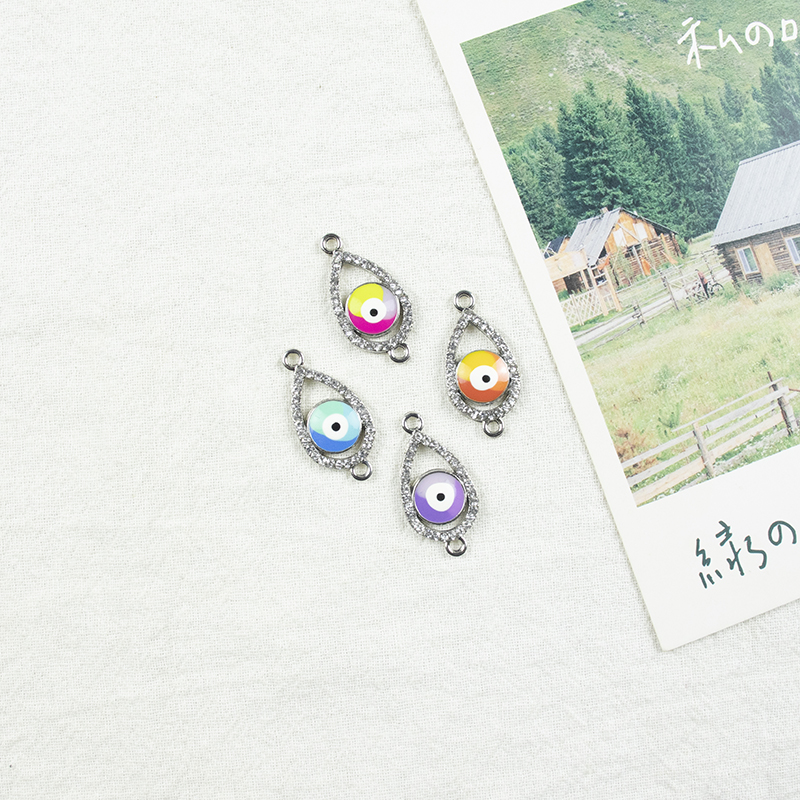 Alloy dot brick oil drip double-hanging Devil's Eye necklace, earring accessories diy jewelry accessories Jewelry accessories Alloy accessories details Picture