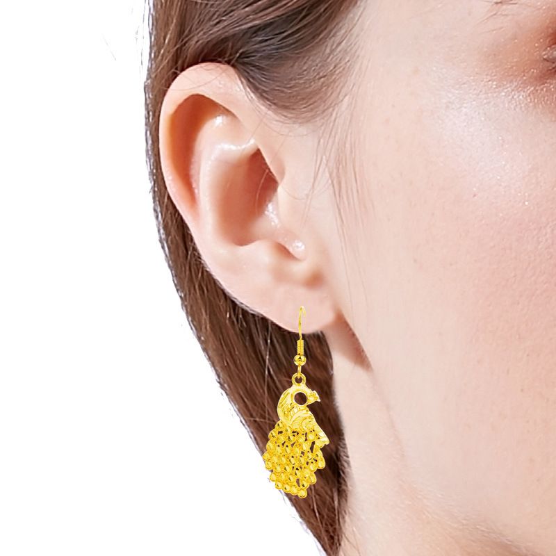 孔雀沙金耳环女款饰品 精致耳饰 明星同款耳环 时尚潮流耳饰品 民族风耳环饰品细节图