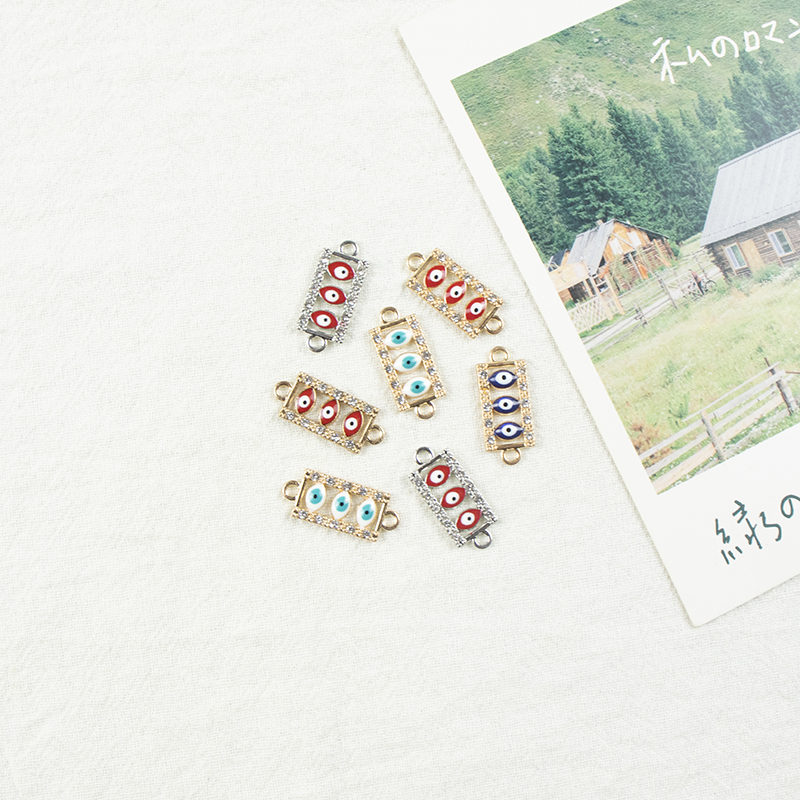 Alloy dot brick oil-dripping square Devil's Eye necklace, earring accessories, diy jewelry accessories, jewelry accessories alloy accessories Application Scenario